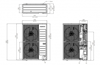 Samsung-Nordic-sieninio-kondicionieriaus-išorinio-bloko-brėžinys-10.0-11.2-kW-trifazis-įrenginys