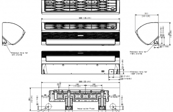 Samsung-komercinės-klasės-sieninio-5.0/6.0-kW-kondicionieriaus-vidinio-bloko-brėžinys