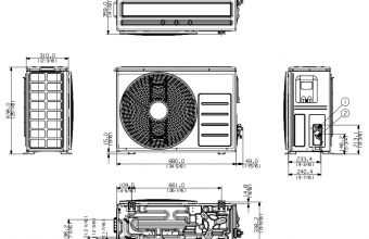 Samsung-komercinės-klasės-sieninio-5.0/6.0-kW-kondicionieriaus-išorinio-bloko-brėžinys