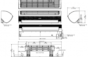 Samsung-komercinės-klasės-sieninis-7.1/8.0-kW-kondicionieriaus-vidinio-bloko-brėžinys